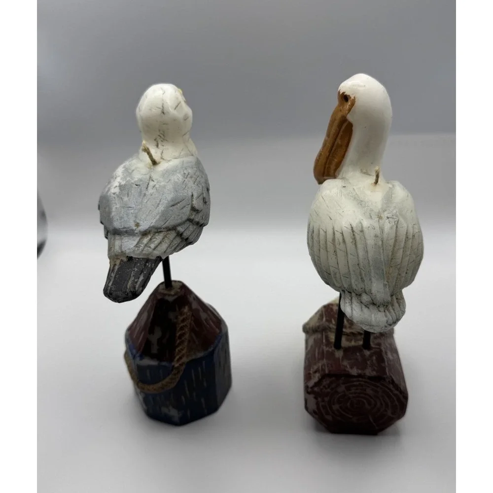 Russ Berrie Vintage Ocean Point Lot‎ Of 2 Bird Candles Wax  Beach *paint Wear*